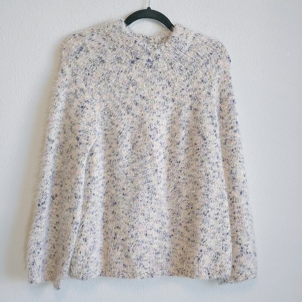 Lou & Grey Crew Neck Pullover Multi-Speckled Eyelash Sweater Sz S